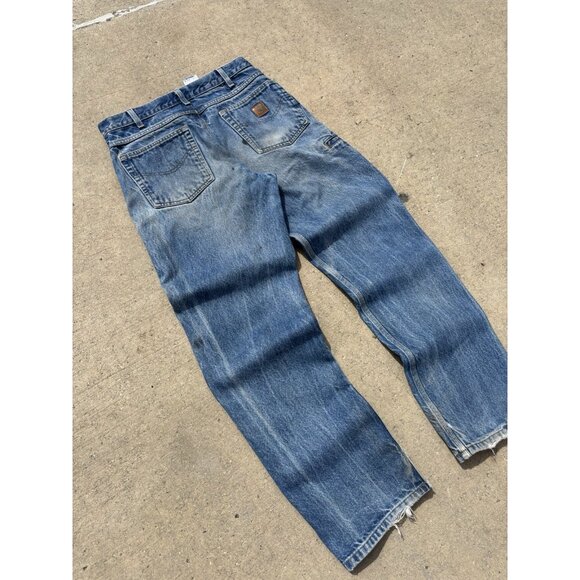 Vintage Y2K Carhartt Carpenter Raw Denim Blue Jean - Picture 2 of 10